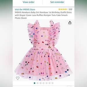 Baby Girl Rainbow 1st Birthday Outfit Dress with diaper cover.